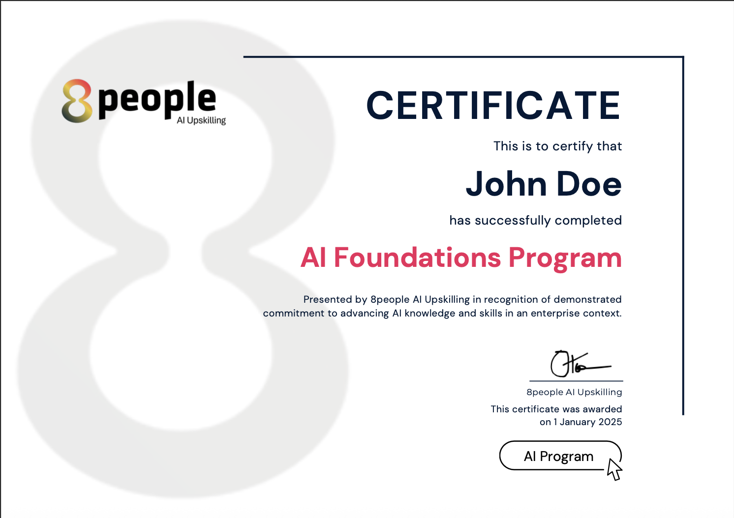 8people Certificate of Completion